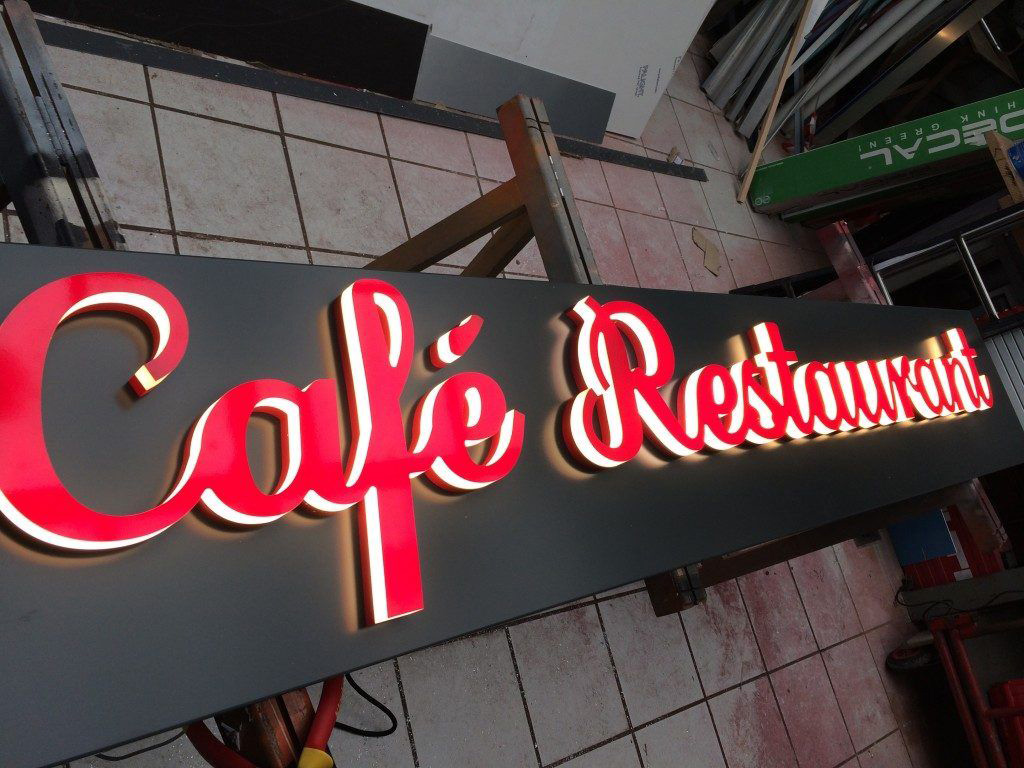 Channel letters illuminated at night - 3D signage Nairobi Kenya