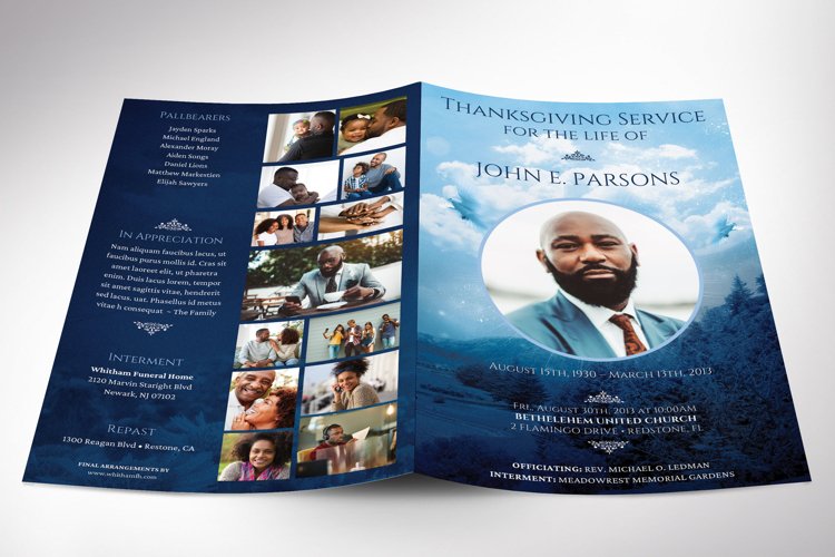 Bi-fold funeral program design services in Nairobi - elegant memorial programs