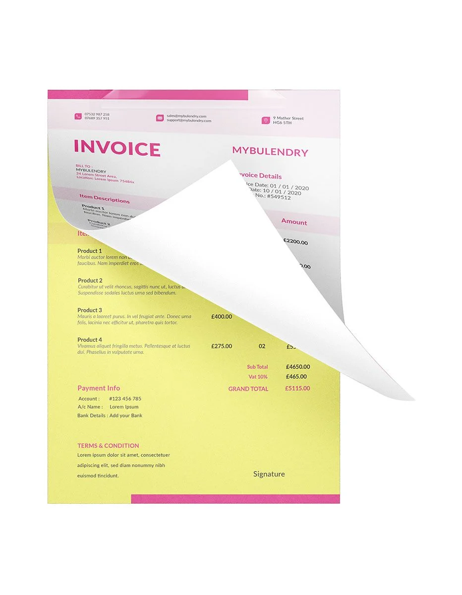 Custom invoice book design with company logo and KRA PIN in Nairobi
